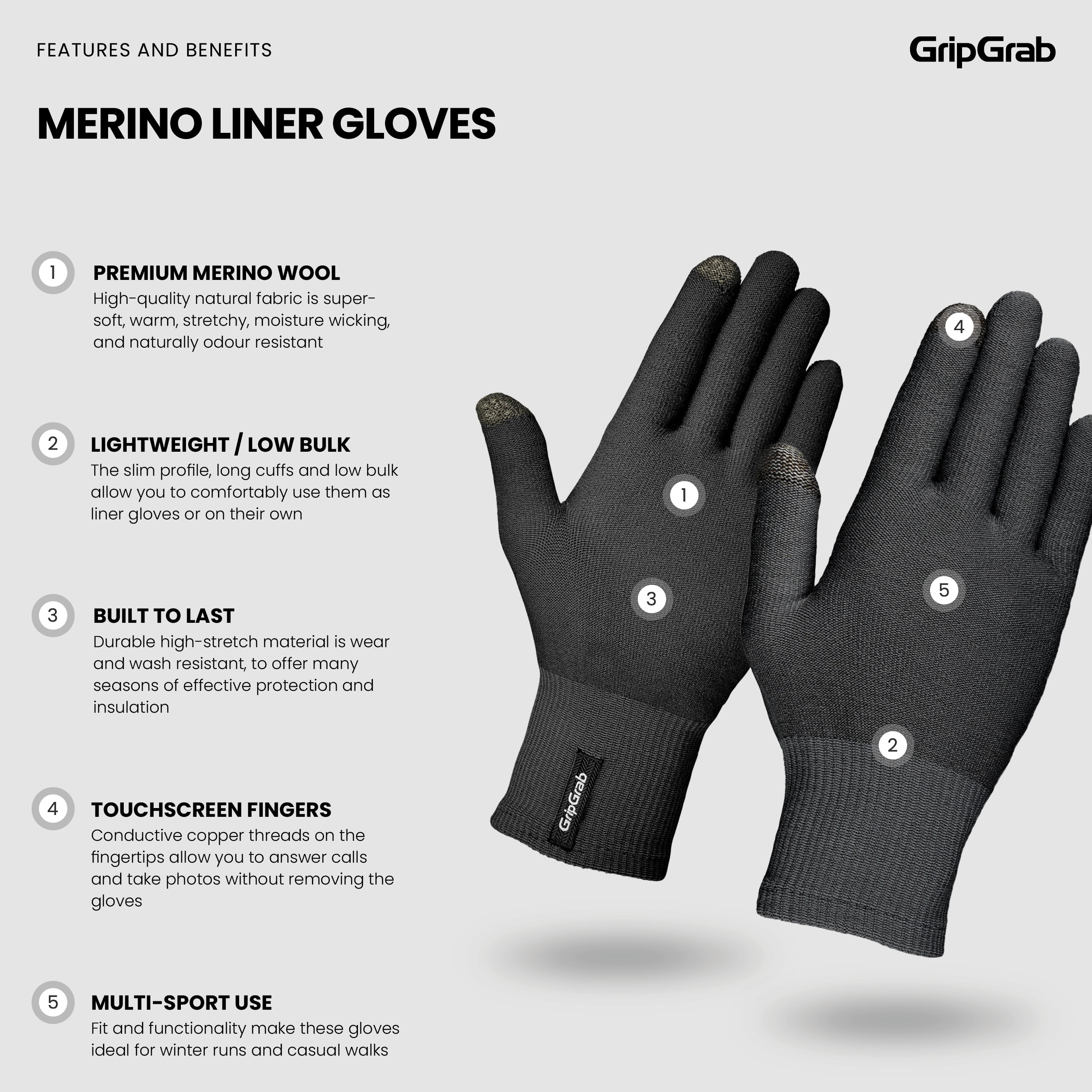 Merino Wool Liner Gloves