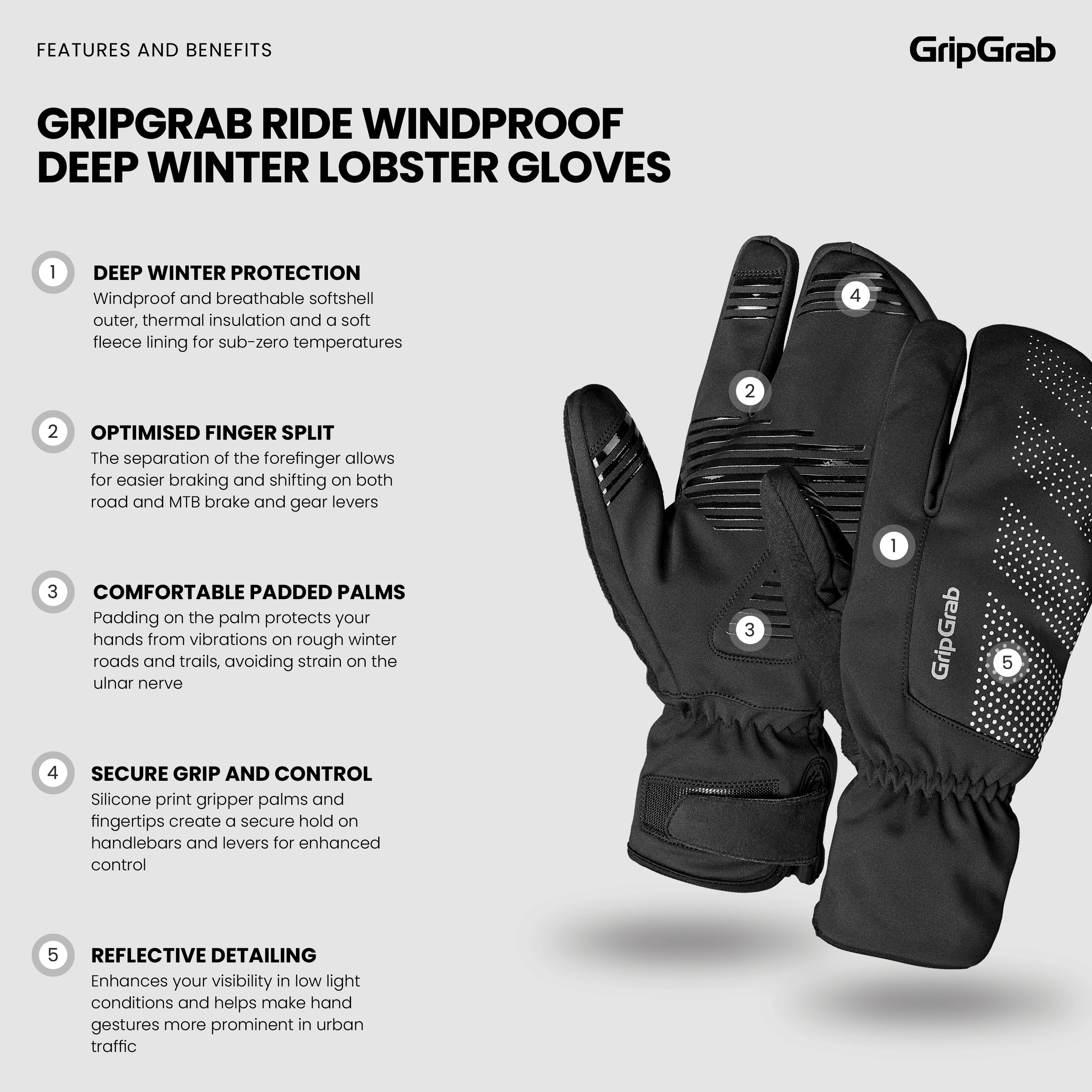 RIDE Windproof Deep Winter Lobster Gloves