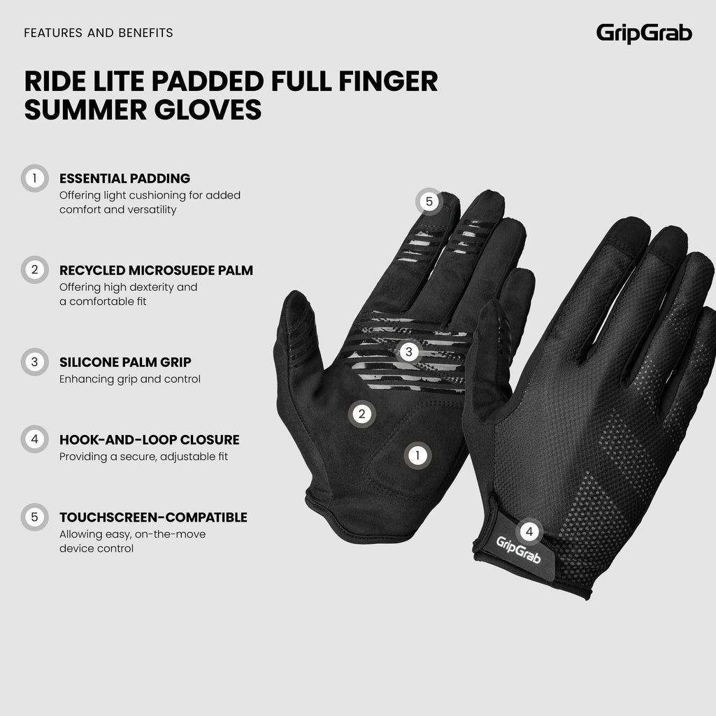 RIDE Lite Padded Full Finger Summer Gloves