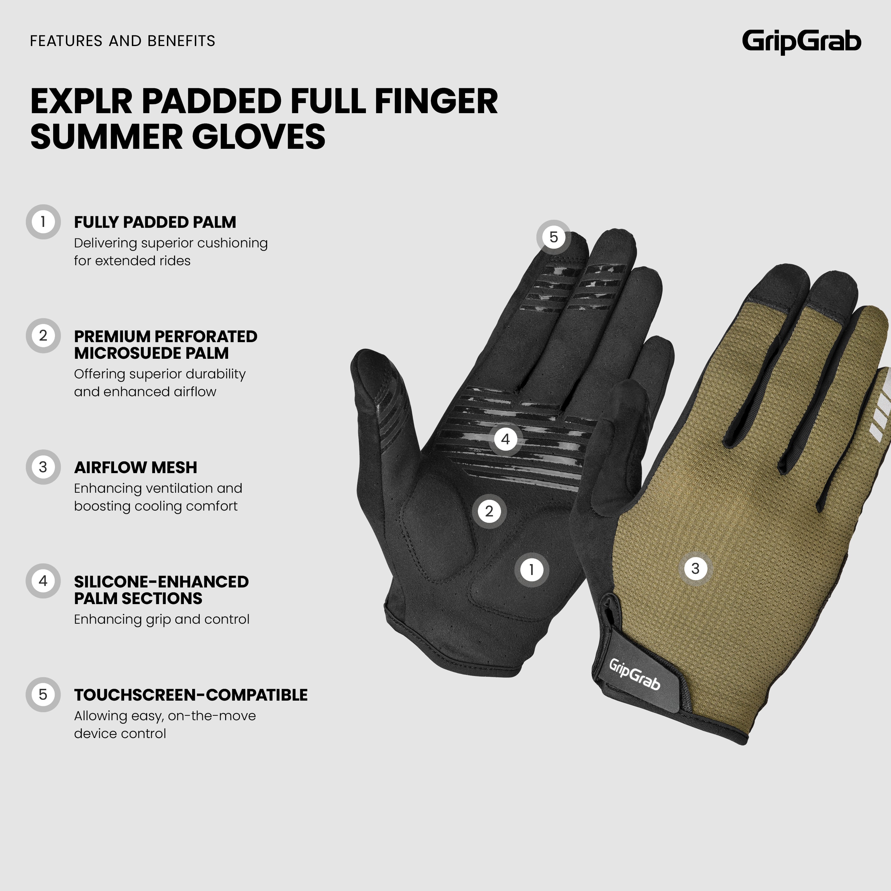 EXPLR Padded Full Finger Summer Gloves
