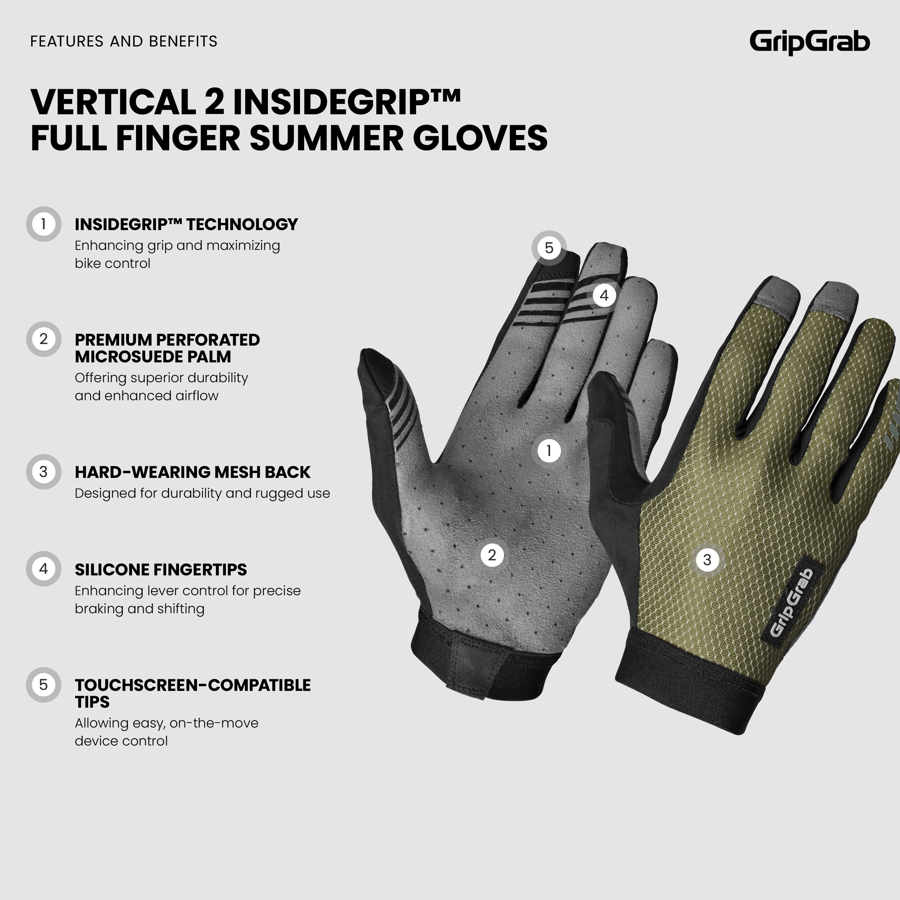 Vertical 2 InsideGrip™ Full Finger Summer Gloves