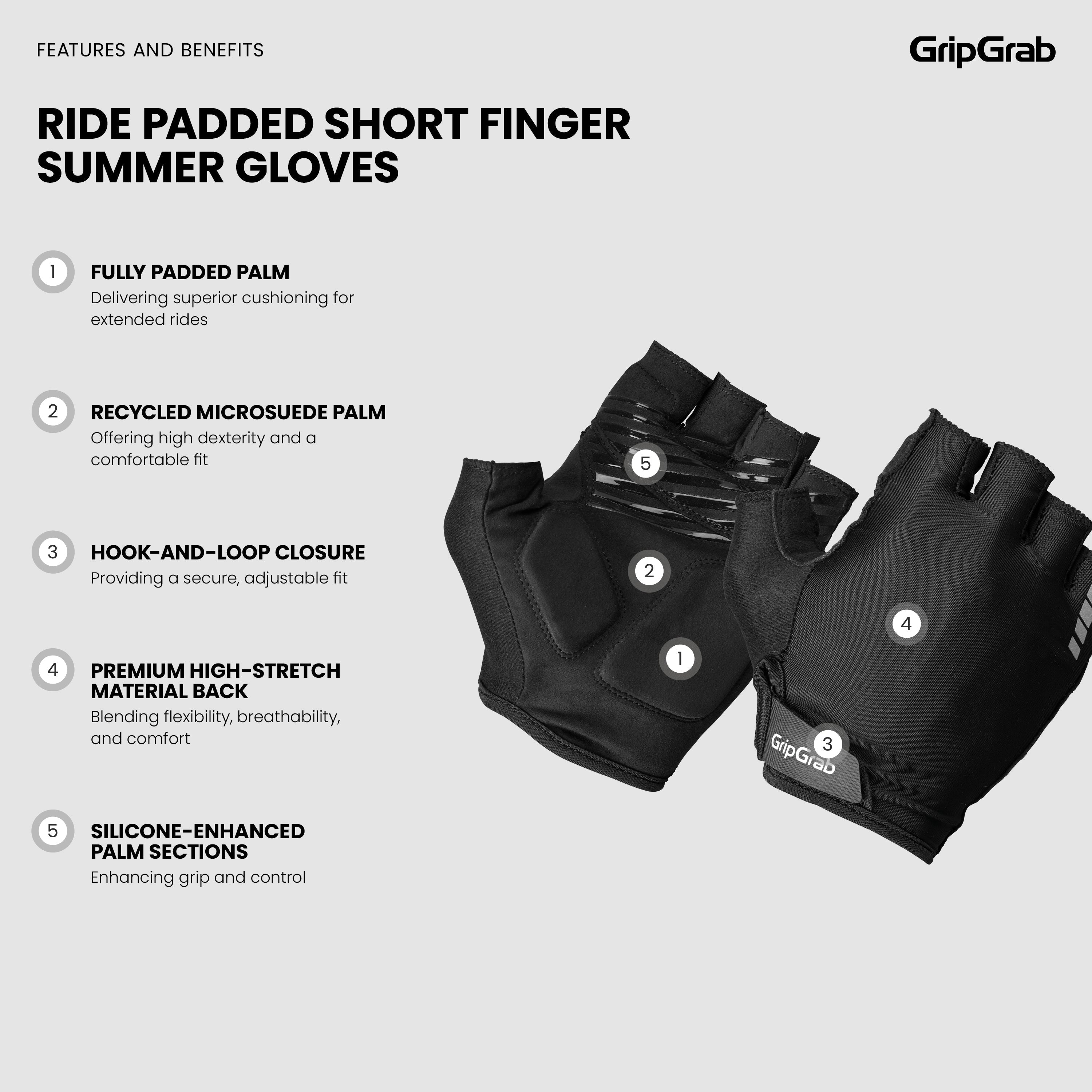 RIDE Padded Short Finger Summer Gloves
