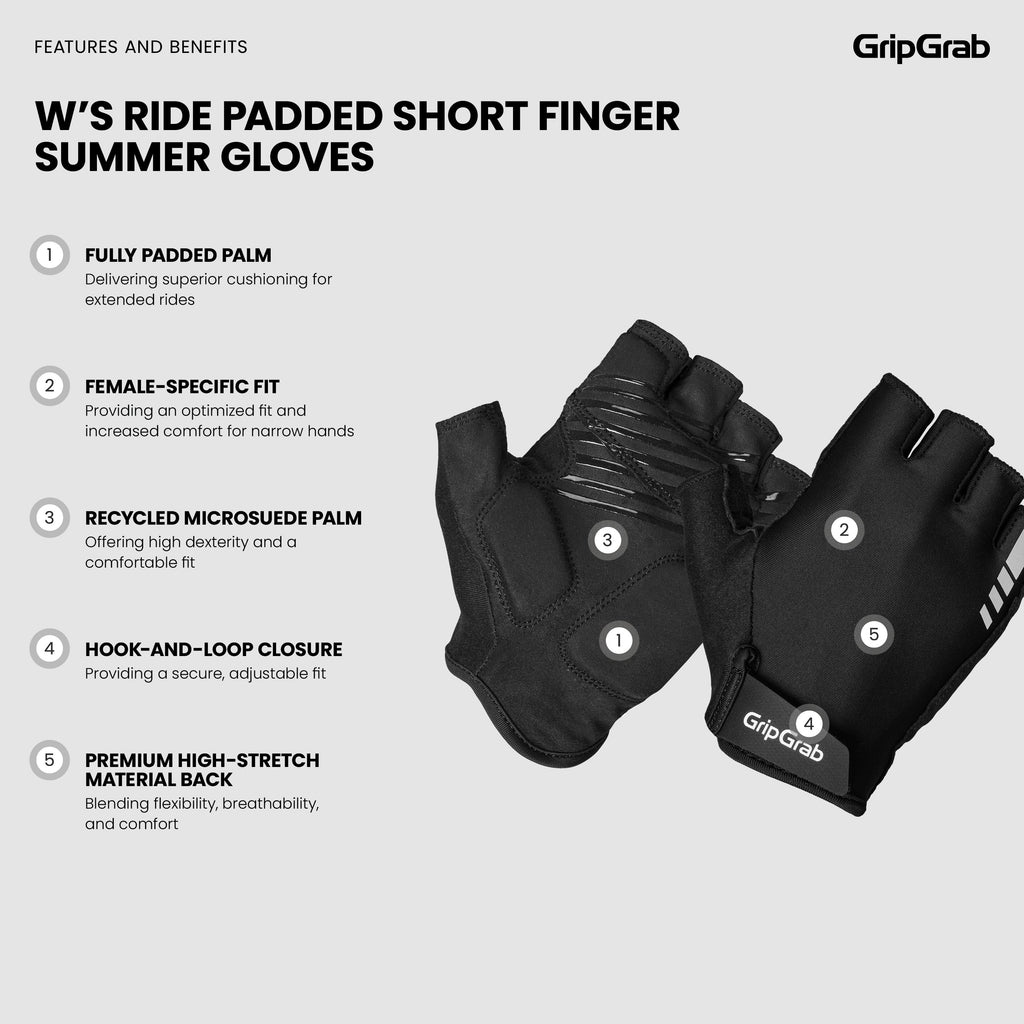 W's RIDE Padded Short Finger Summer Gloves