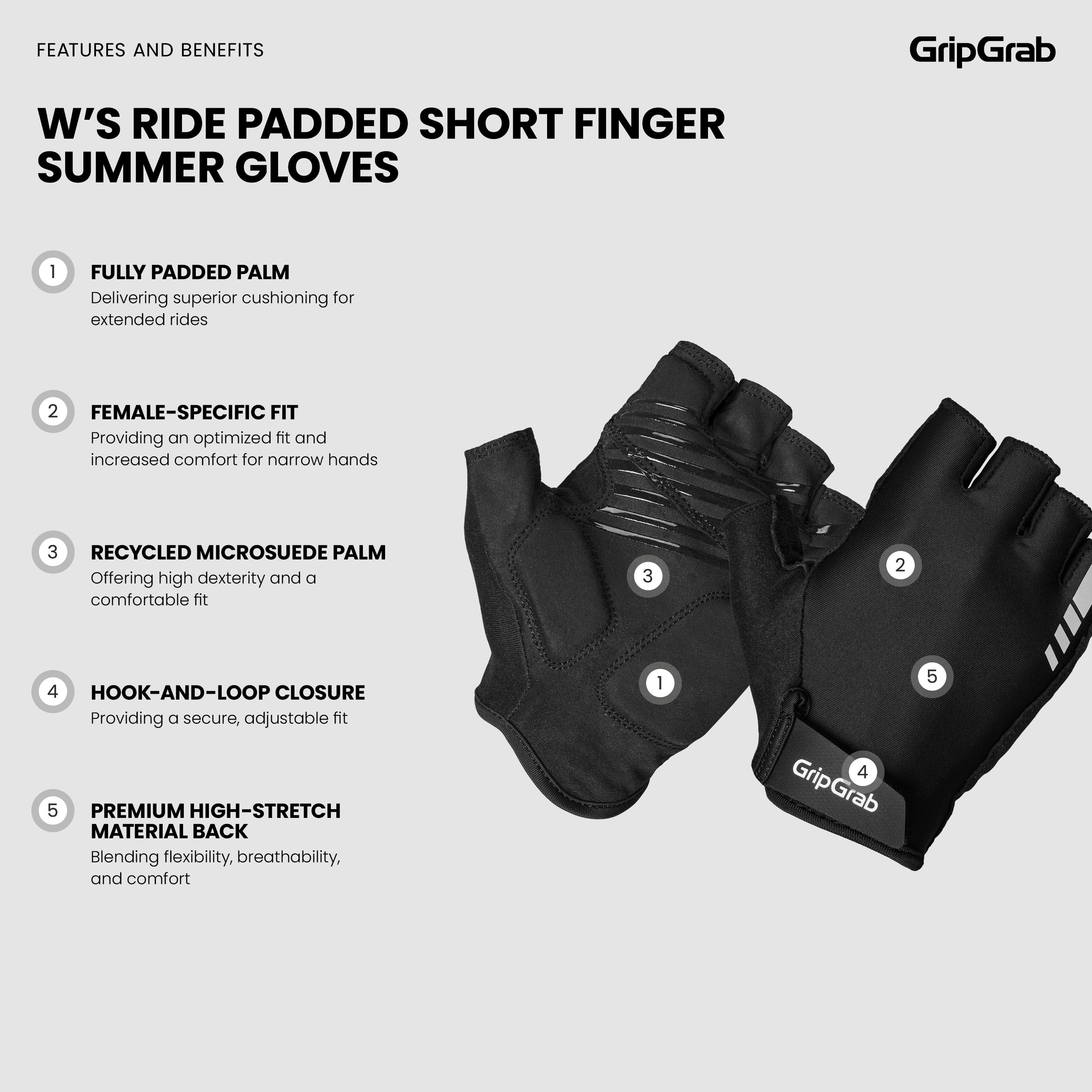 W's RIDE Padded Short Finger Summer Gloves