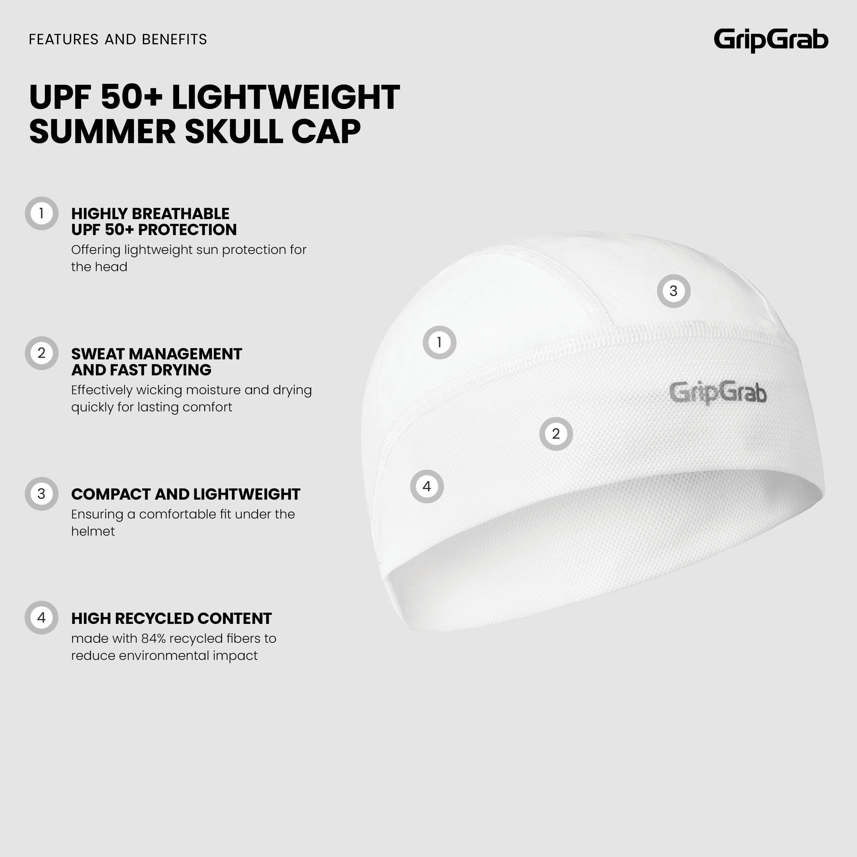 UPF 50+ Lightweight Summer Skull Cap