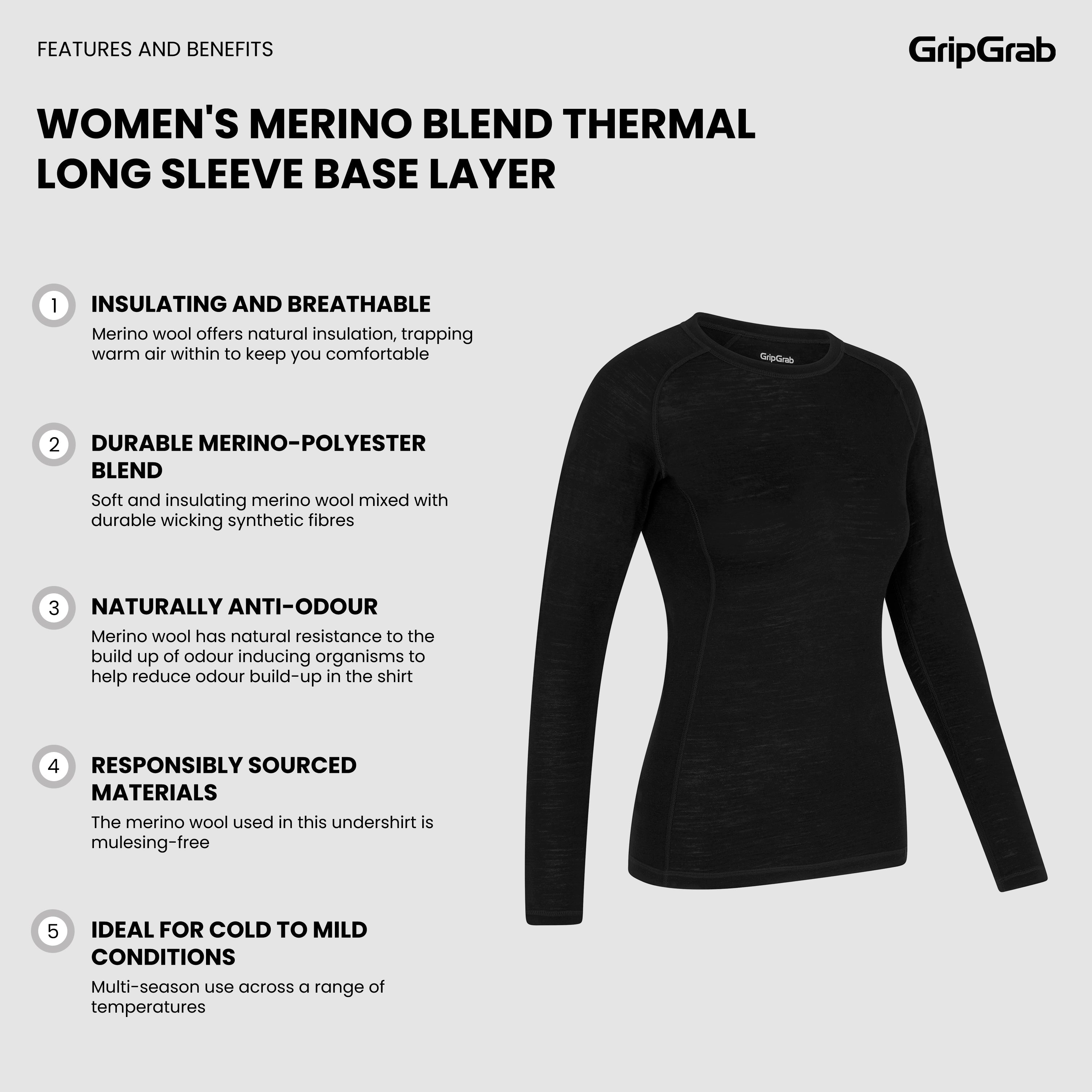 Women's Merino Blend Thermal Long Sleeve Base Layer