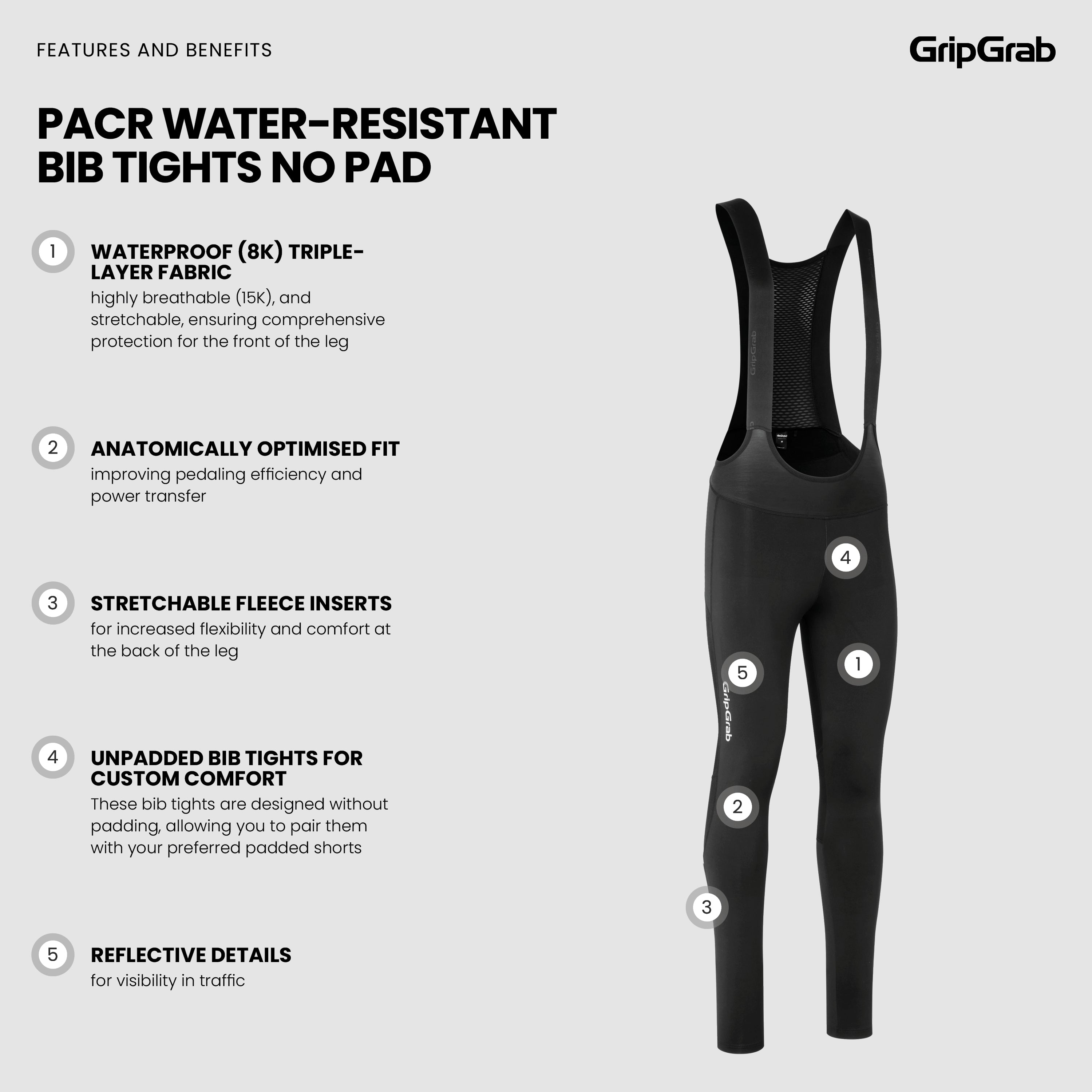 PACR Water-Resistant Bib Tights No Pad