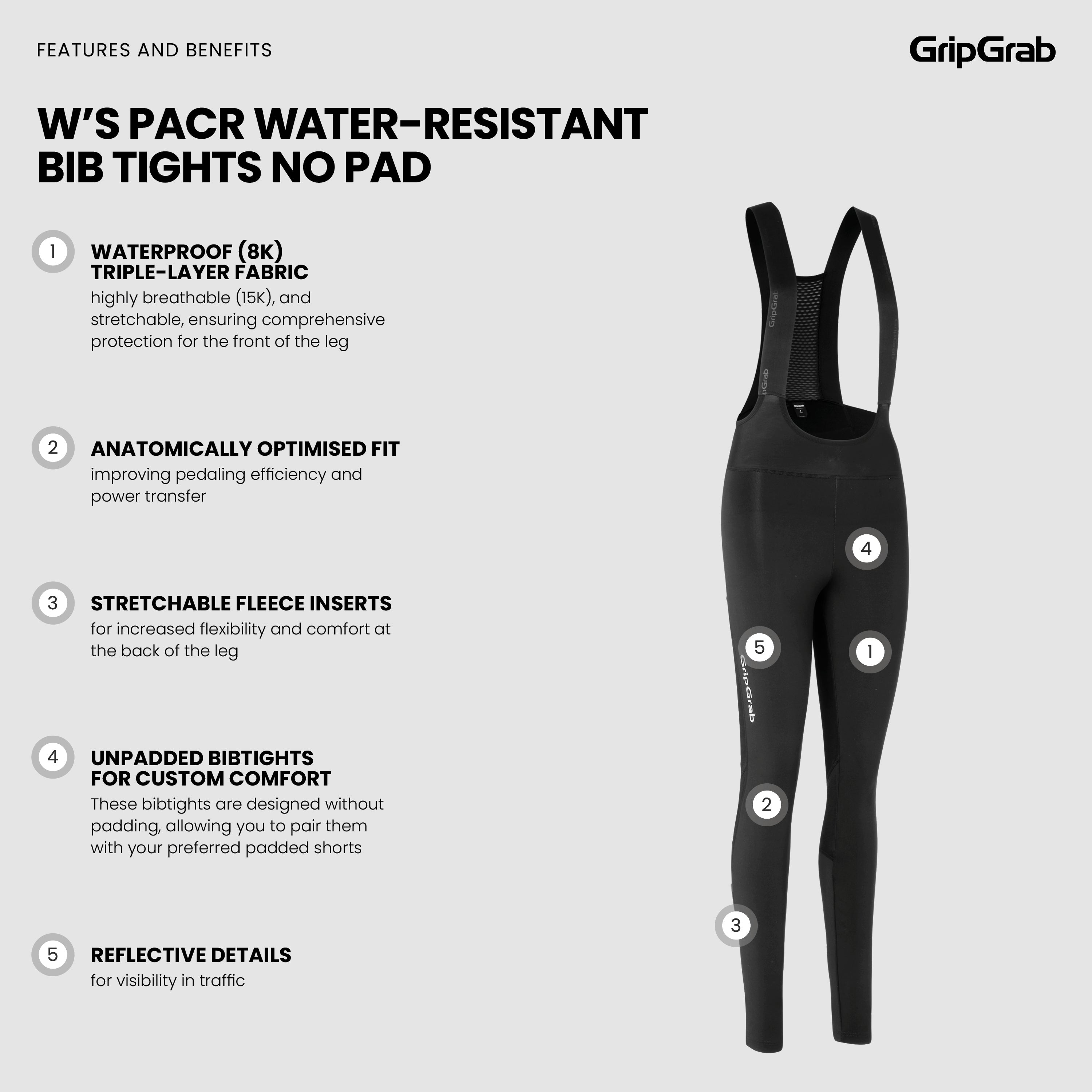 Women's PACR Water-Resistant Bib Tights No Pad